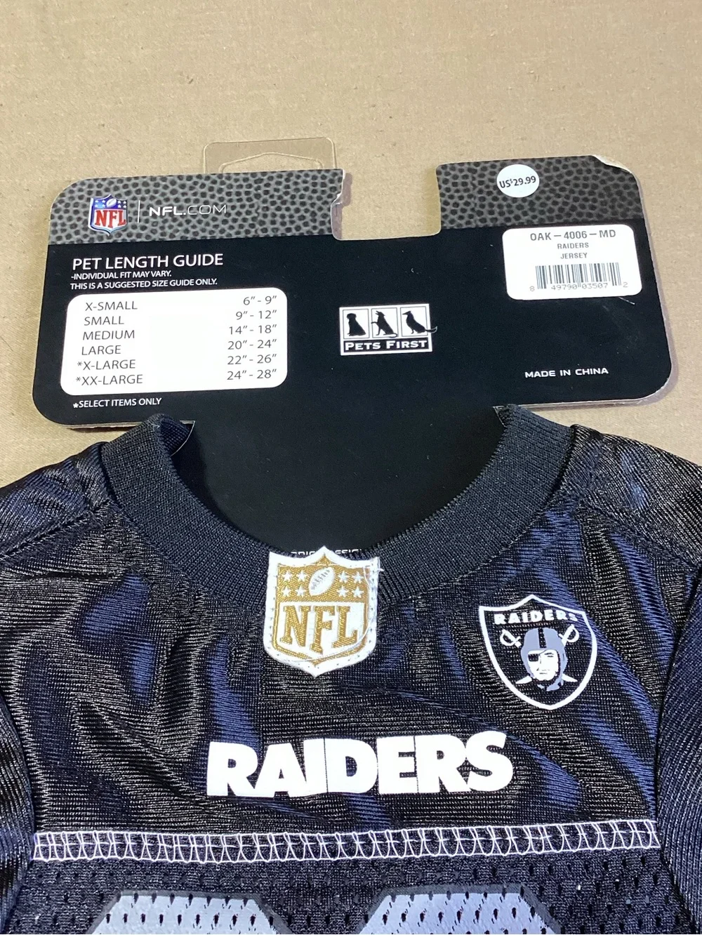 Pets First NFL Dog & Cat Jersey, Las Vegas Raiders, Medium